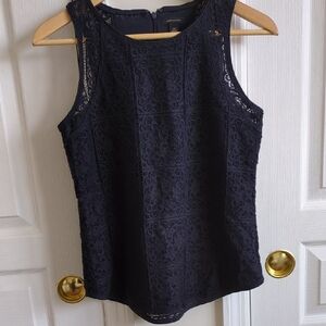 Elegant Navy Blue Lace Sleeveless Top